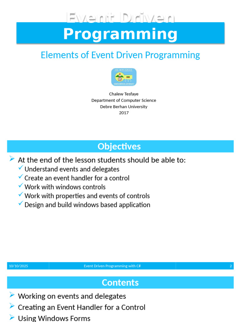 Event Driven Programming in C# Guide | PDF | Method (Computer ...