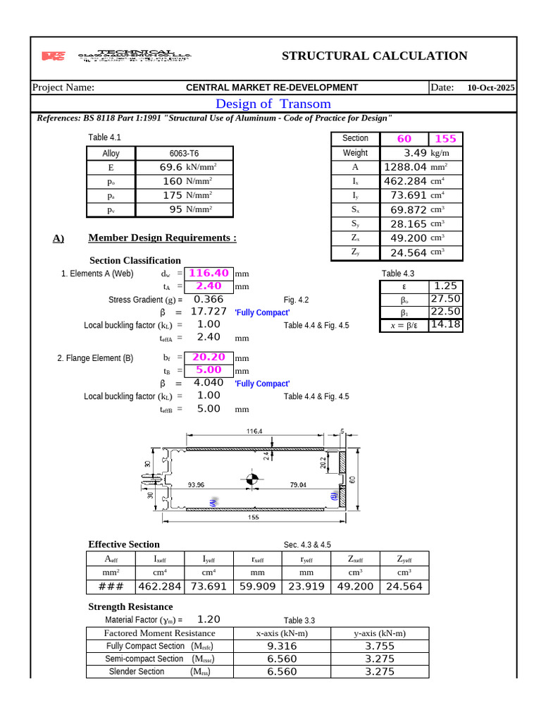 Calculation Template For SCW | PDF | Buckling | Classical Mechanics