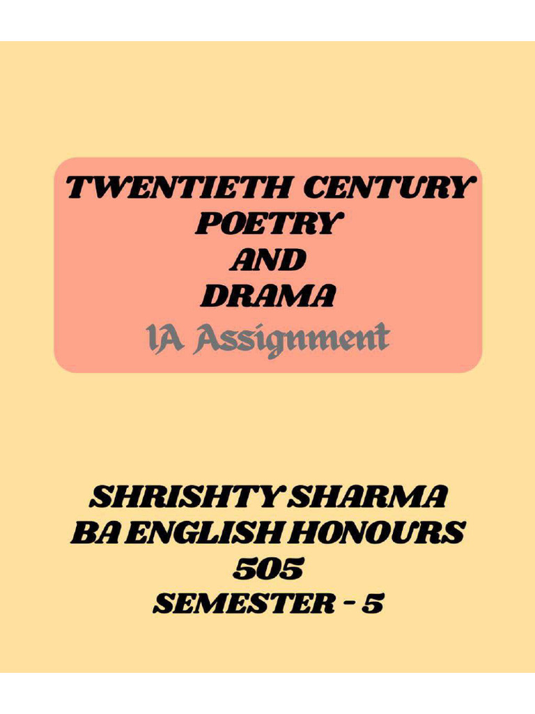 Twentieth Century Poetry and Drama Assignment | PDF | Cain And Abel | Jesus