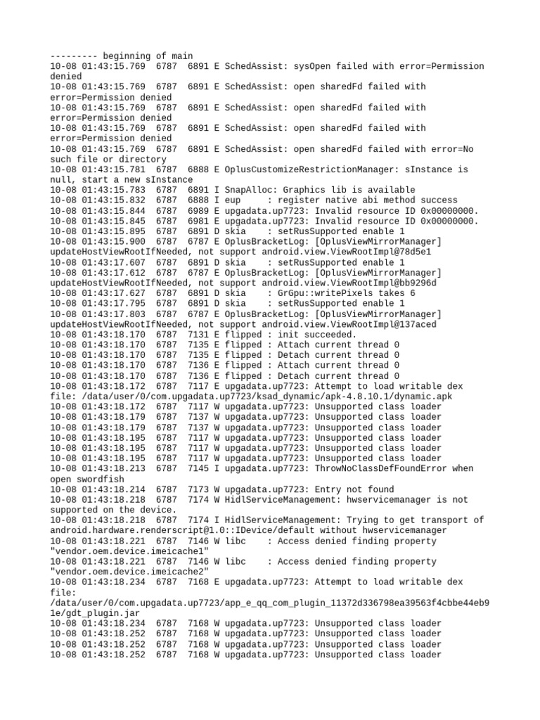 Com - Upgadata.up7723 Logcat | PDF | Computing | Computer Programming