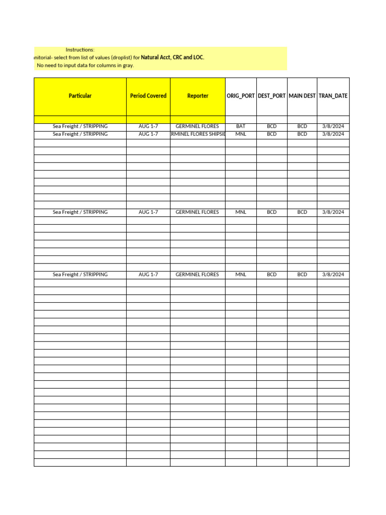 Cost Monitoring Template - Stuffing - Stripping - 04012024 | PDF