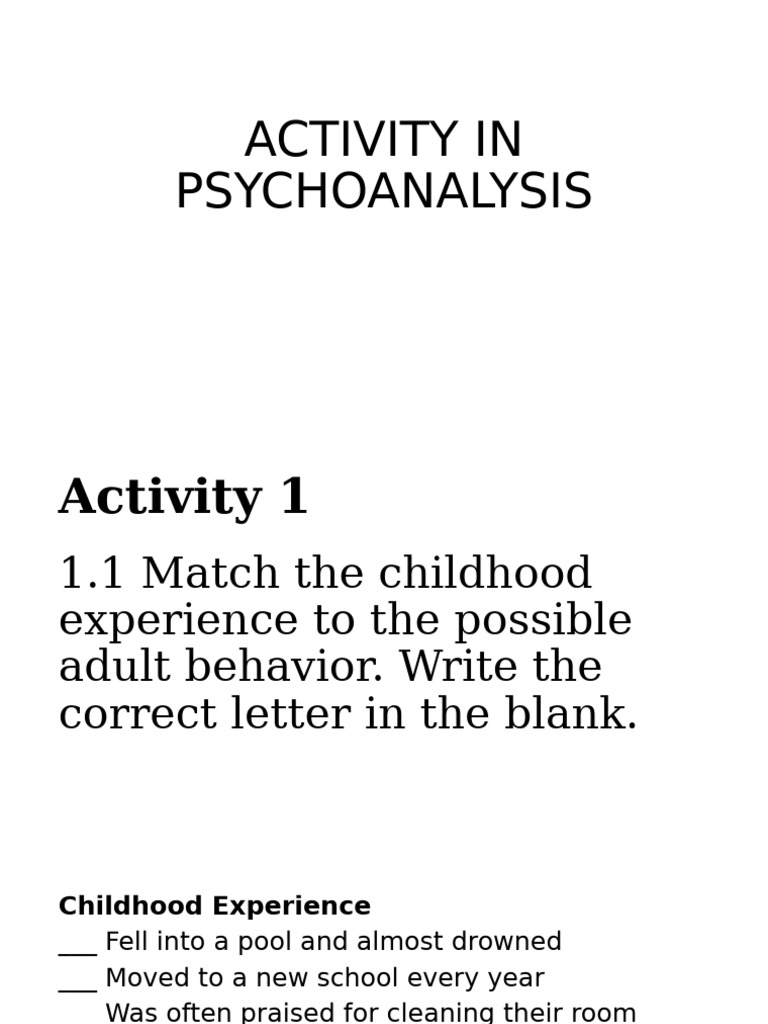 Activity in Psychoanalysis | PDF