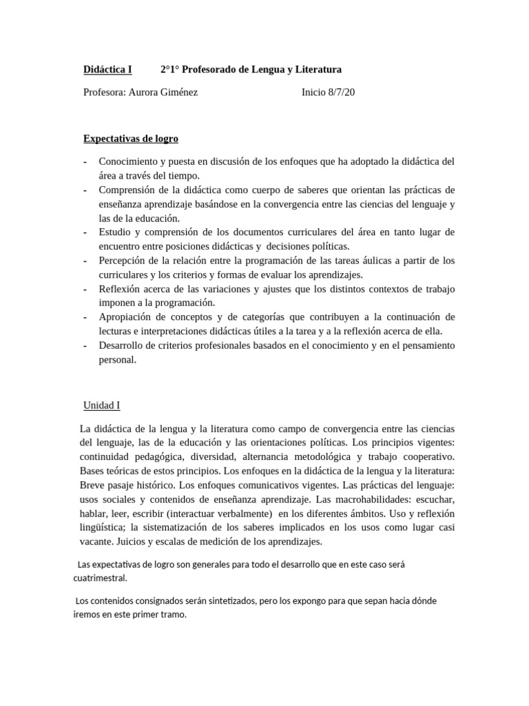 Didáctica de Lengua y Literatura: Enfoques y Principios | PDF | Plan de ...