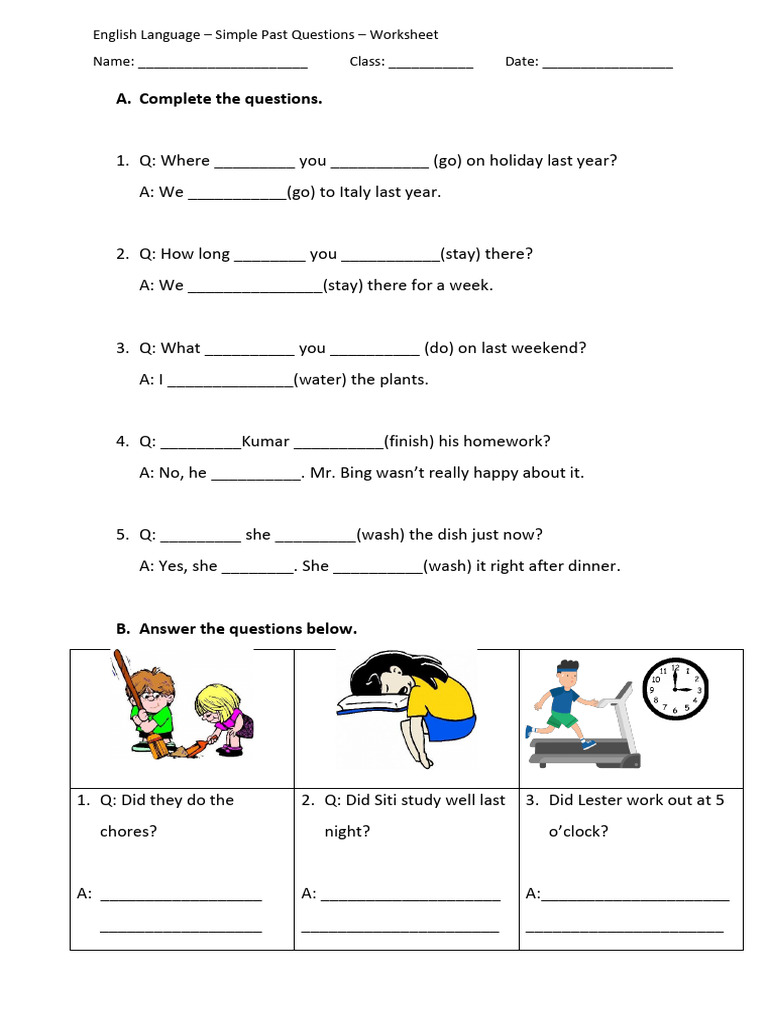 Simple Past Questions Worksheet | PDF