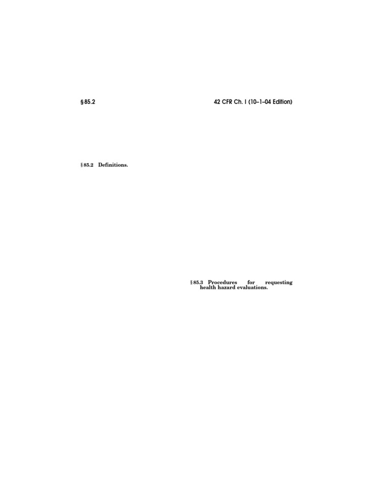 42cfr85.3 Procedures For Requesting Health Hazard Evaluations. | PDF ...