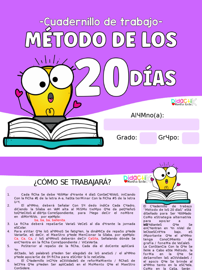 Método de 20 Días para Aprender a Leer | PDF
