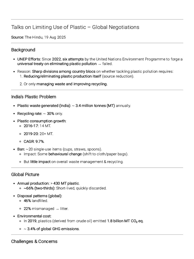 Global Plastic Pollution Negotiations Insights | PDF | Recycling | Plastic