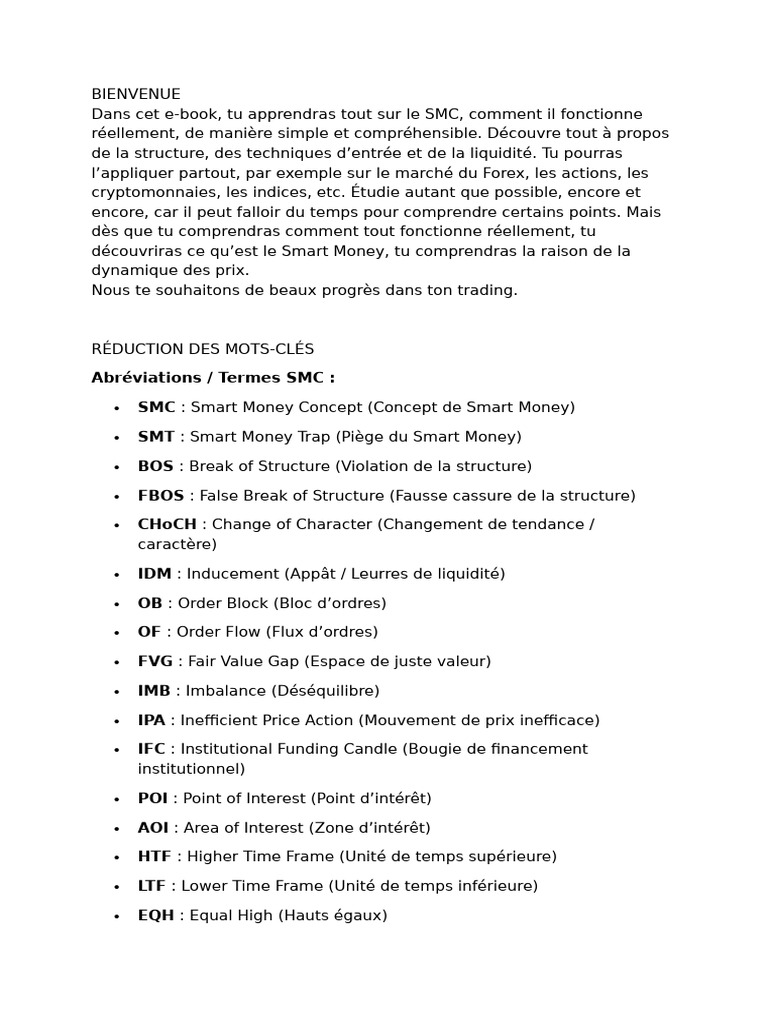 Guide Complet sur le SMC Trading | PDF | Opérateur de marché | Forex