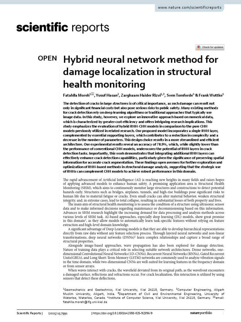 Hybrid RNN-CNN for Structural Damage Detection | PDF | Deep Learning ...
