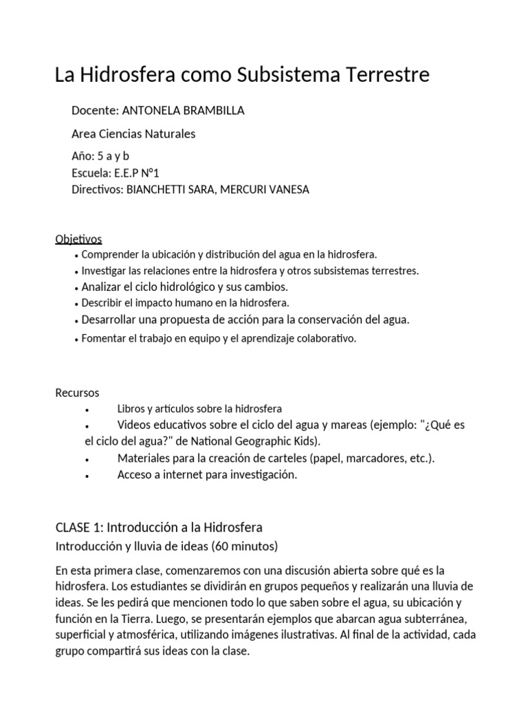 Hidrosfera | PDF | Agua | El ciclo del agua