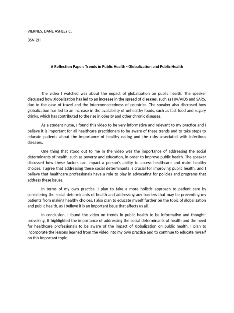 Globalization's Impact on Public Health | PDF