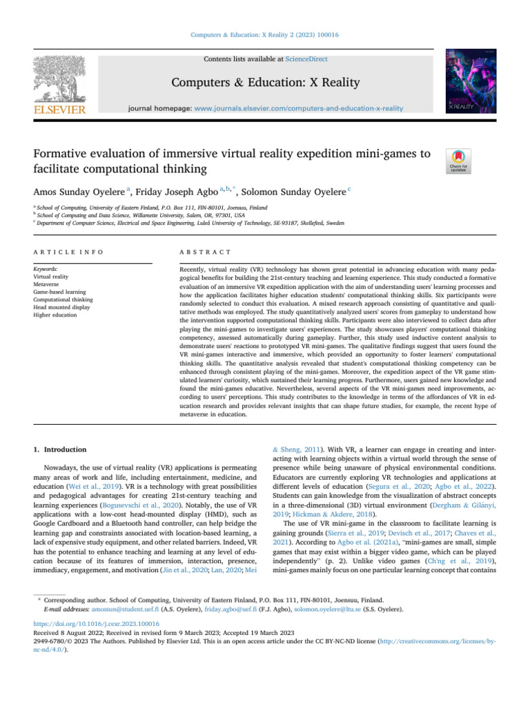 PP - 3 Formative Evaluation of Immersive Virtual Reality Expedition ...