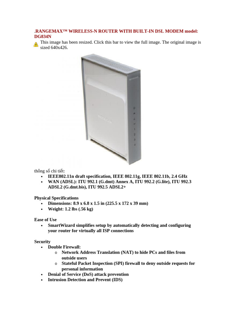 RangeMax Wireless-N Router DG834N | PDF | Ieee 802.11 | Wi Fi