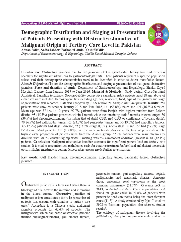 Demographic Distribution and Staging at Presentation | PDF | Pancreatic ...