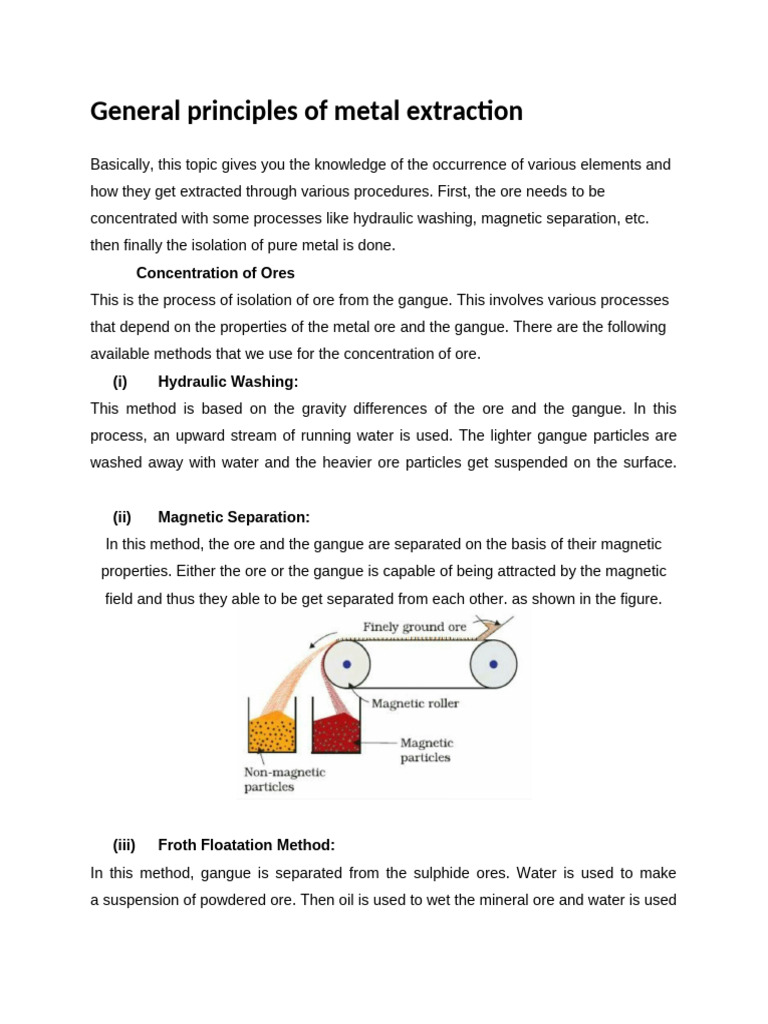 Principles of Metal Extraction Explained | PDF | Ore | Metals