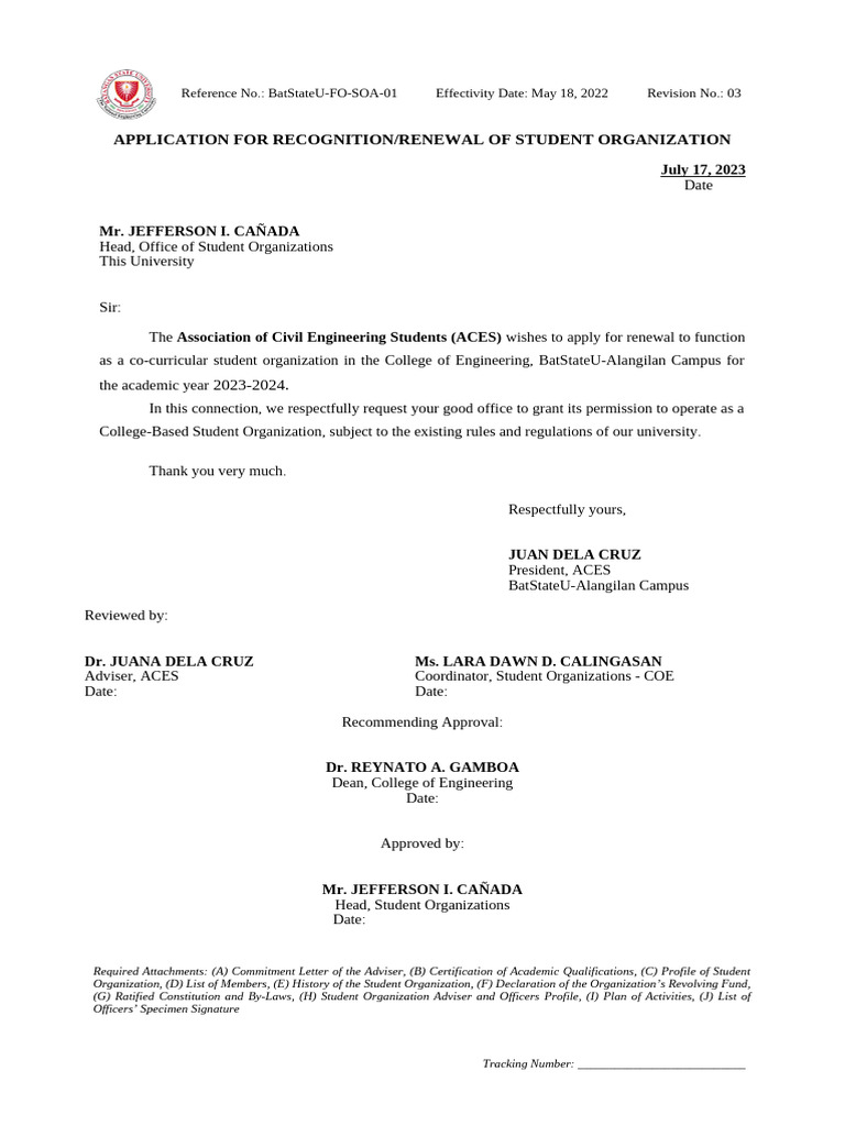 ACES Student Organization Renewal Application | PDF