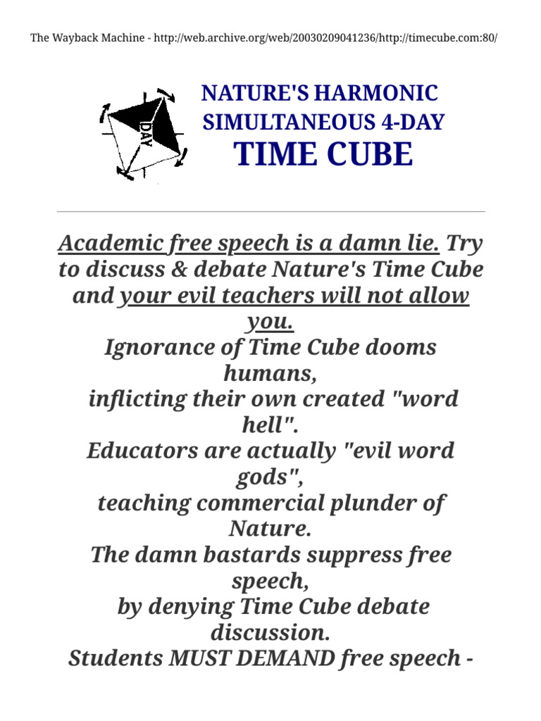 Time Cube: Challenging Academic Ignorance | PDF | God | Evil