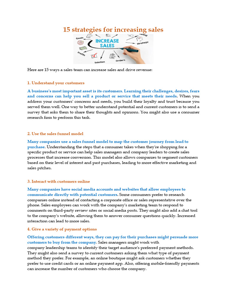 15 Sales Strategies to Boost Revenue | PDF | Sales | Marketing