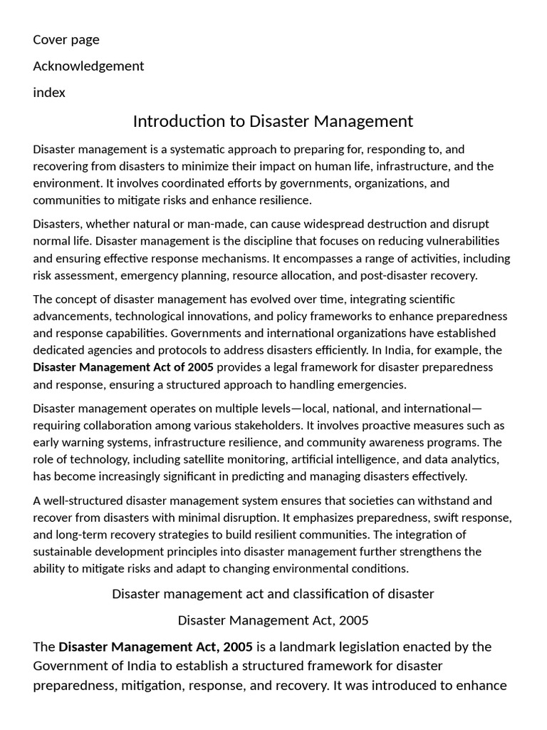 Disaster Managemnt - Ikshitha | PDF | Natural Disasters | Emergency ...