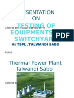 Presentation ON: Testing of Equipments in Switchyard