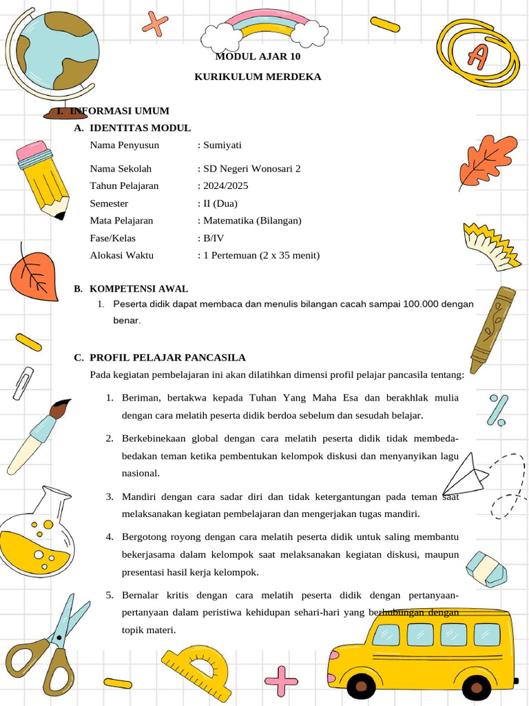 Modul Ajar Matematika Kelas 5 Bilangan | PDF