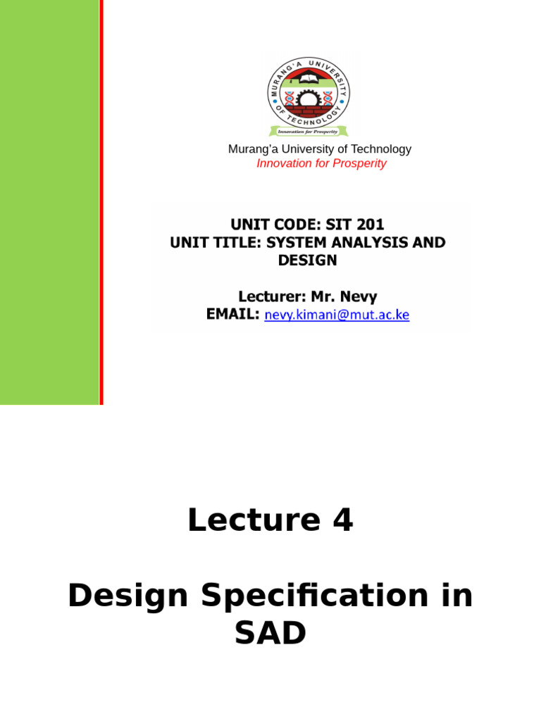 Lecture 4 - Design Specification in SAD | PDF | Systems Engineering ...
