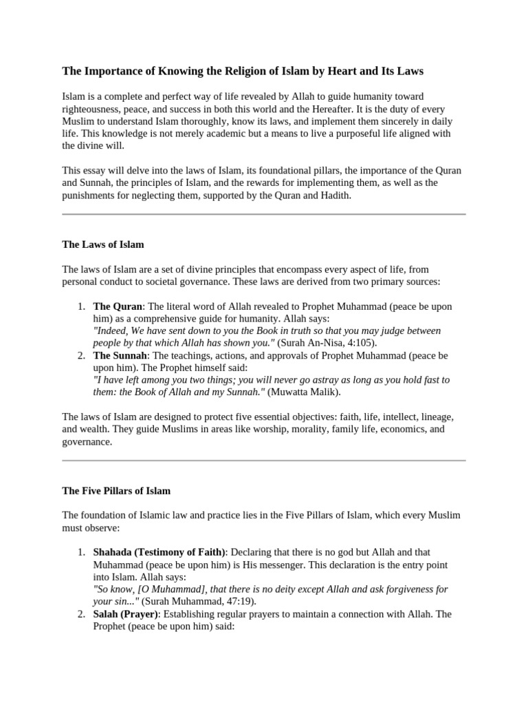 8) The Importance of Knowing The Religion of Islam by Heart and Its ...