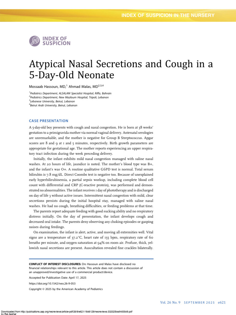 Neoreviews 032025iositn00049 | PDF | Pneumonia | Infection