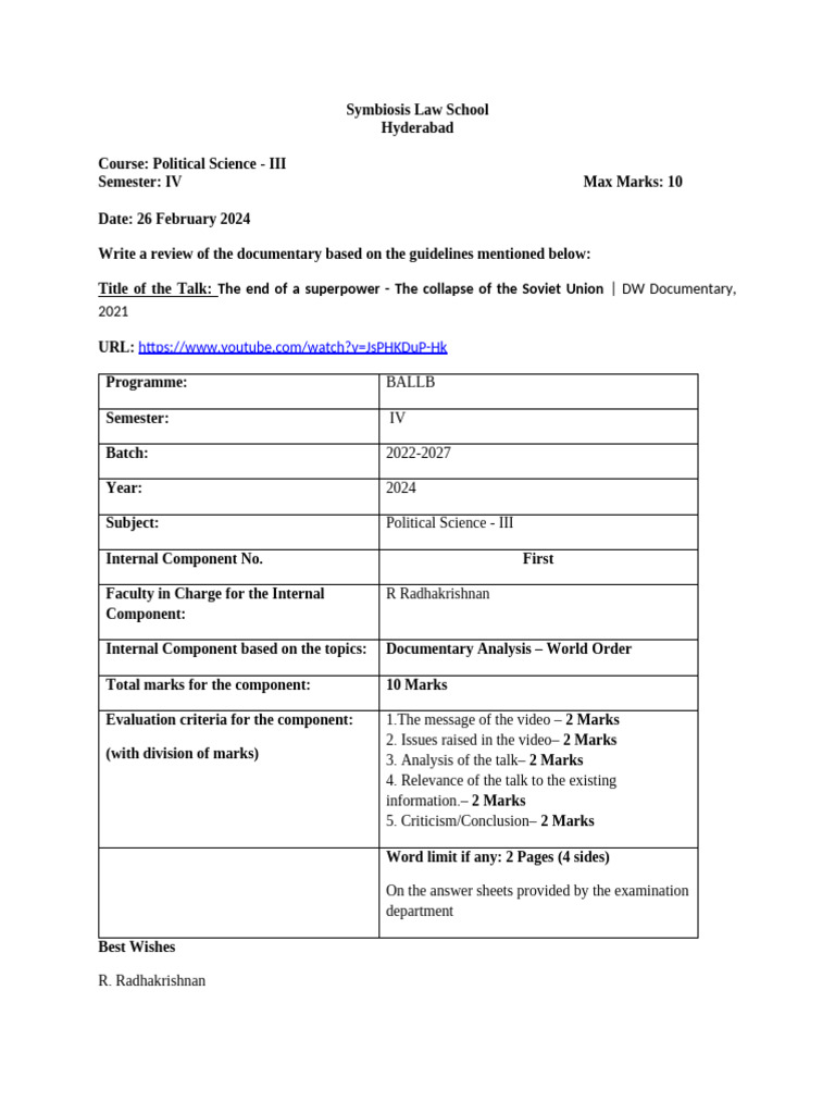 First Internal Assessment - PS - III - February 2024 | PDF