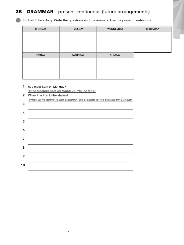 Present Continuous Grammar Exercises | PDF