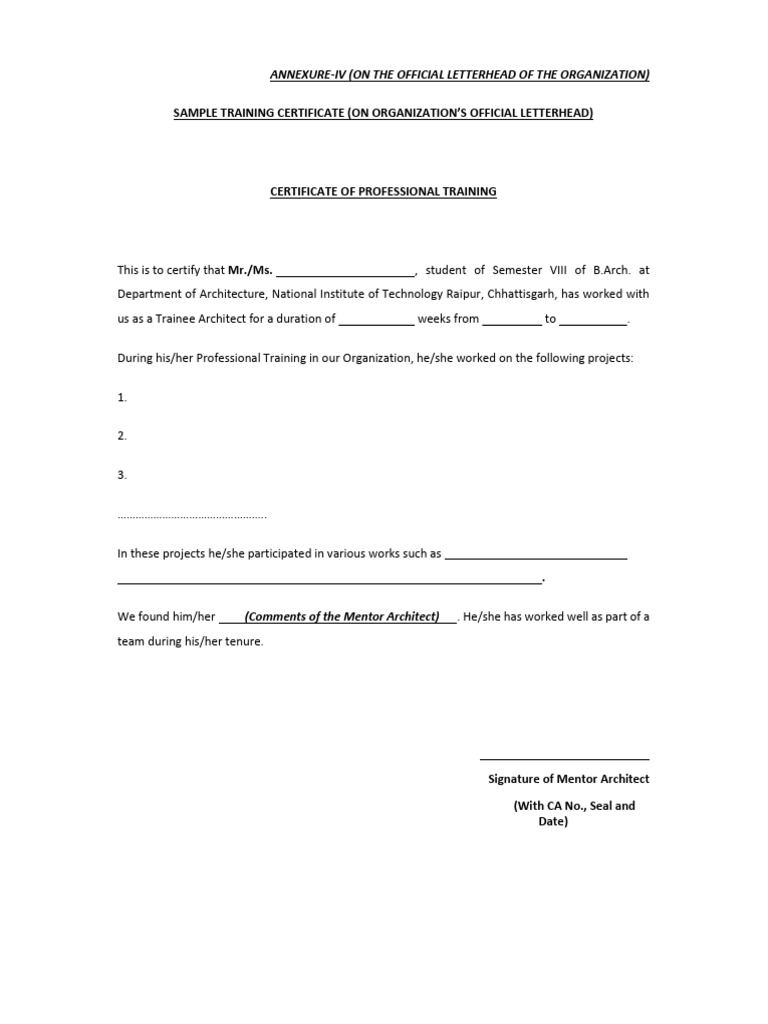 Sample Training Certificate | PDF