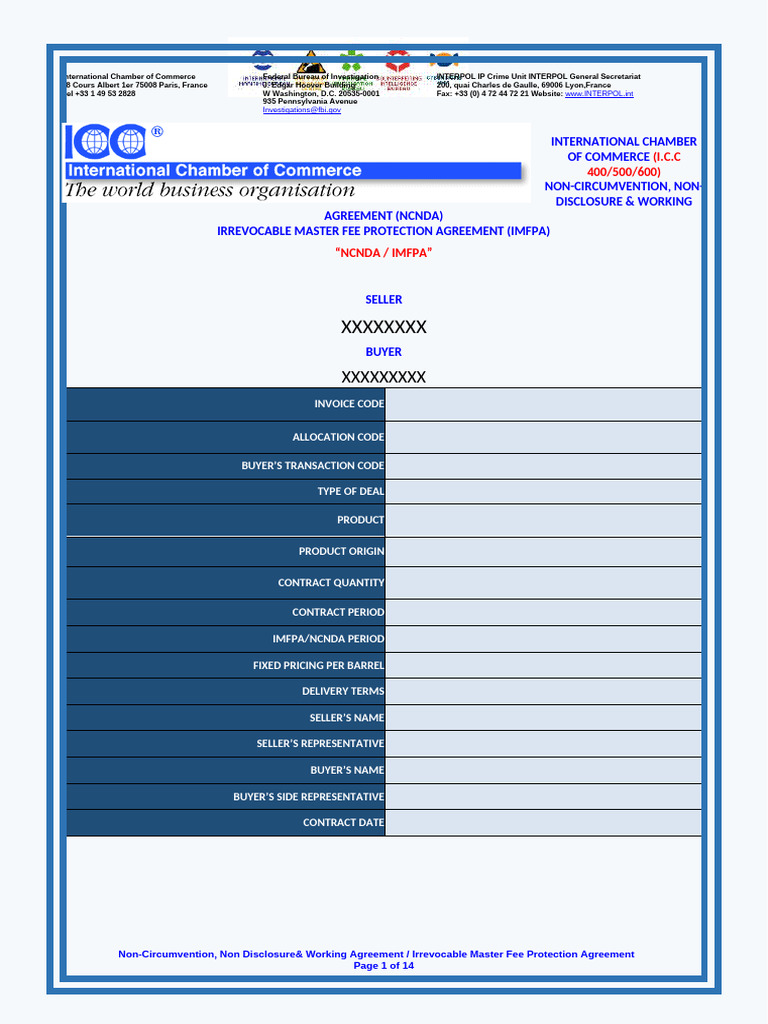 NCNDA & IMFPA Agreement Template | PDF | Letter Of Credit