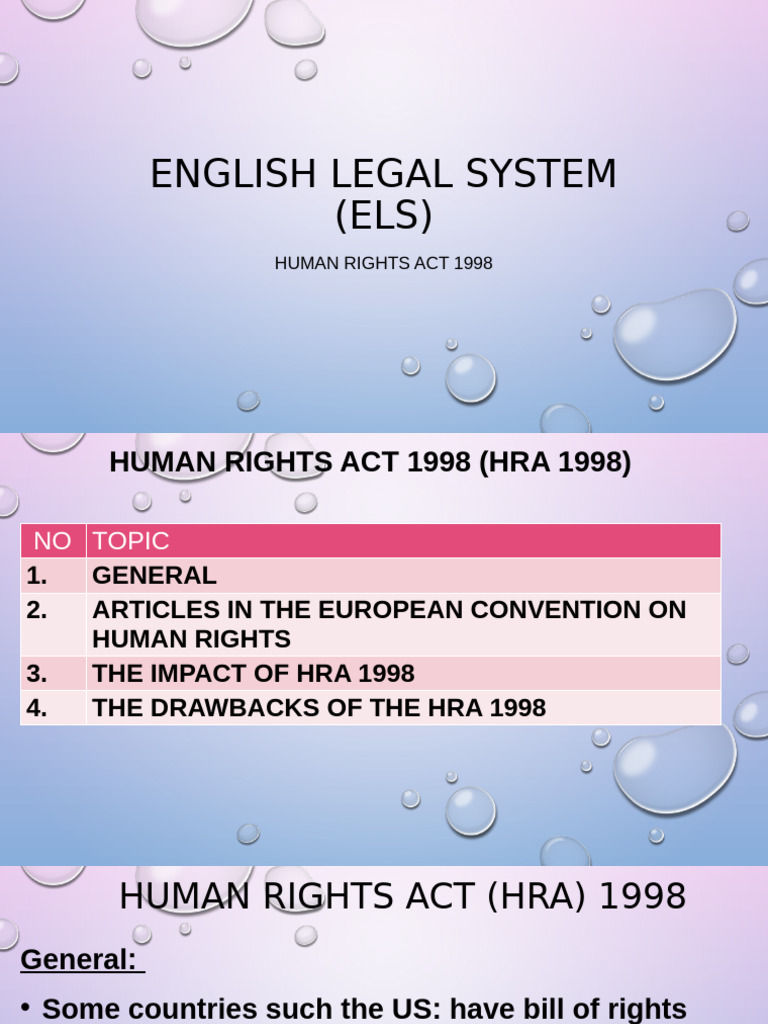 Els Human Rights Act (Hra 1998)(2) | PDF | European Convention On Human ...