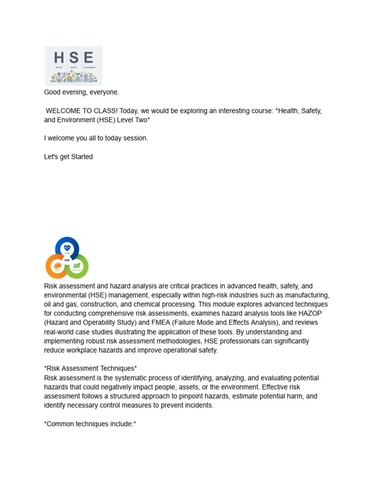 Advanced HSE Risk Assessment Techniques | PDF | Occupational Hygiene ...