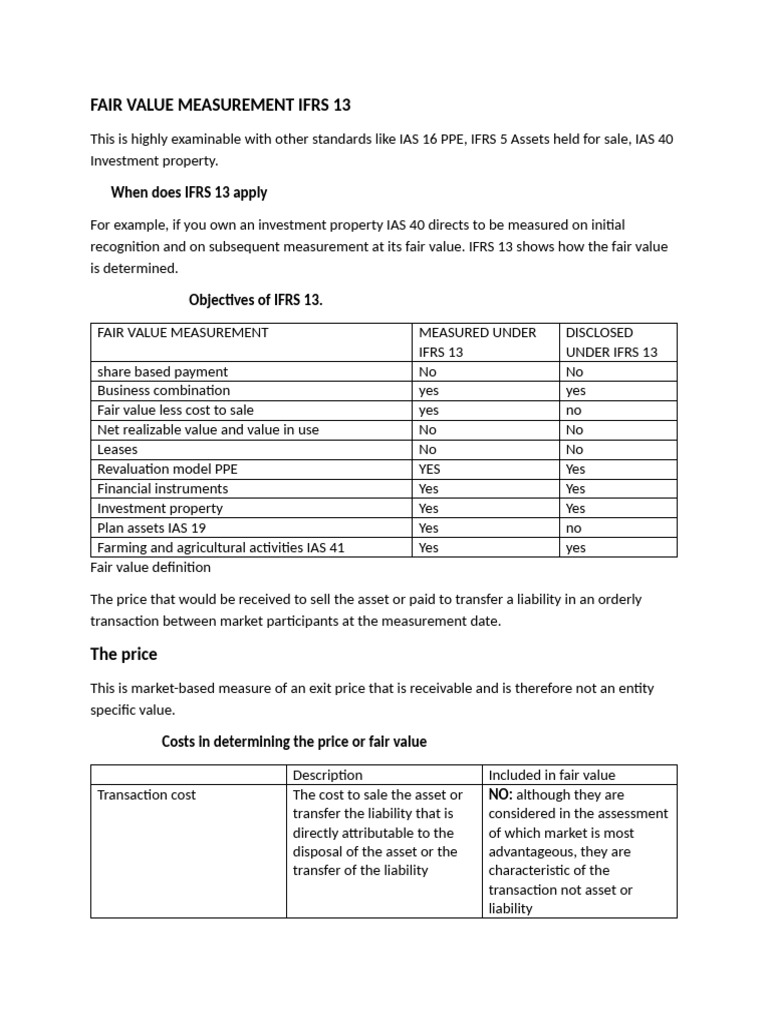 IFRS 13 Fair Value Measurement Guide | PDF | Fair Value | International ...