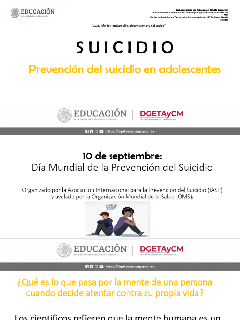 Prevención del Suicidio en Adolescentes | PDF | Suicidio | Sicología
