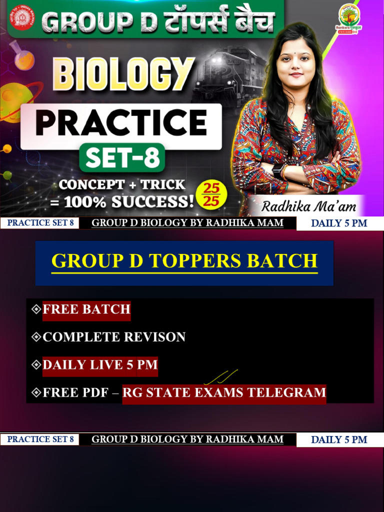 Group D Biology Practice Set 8 | PDF | Tissue (Biology) | Biology