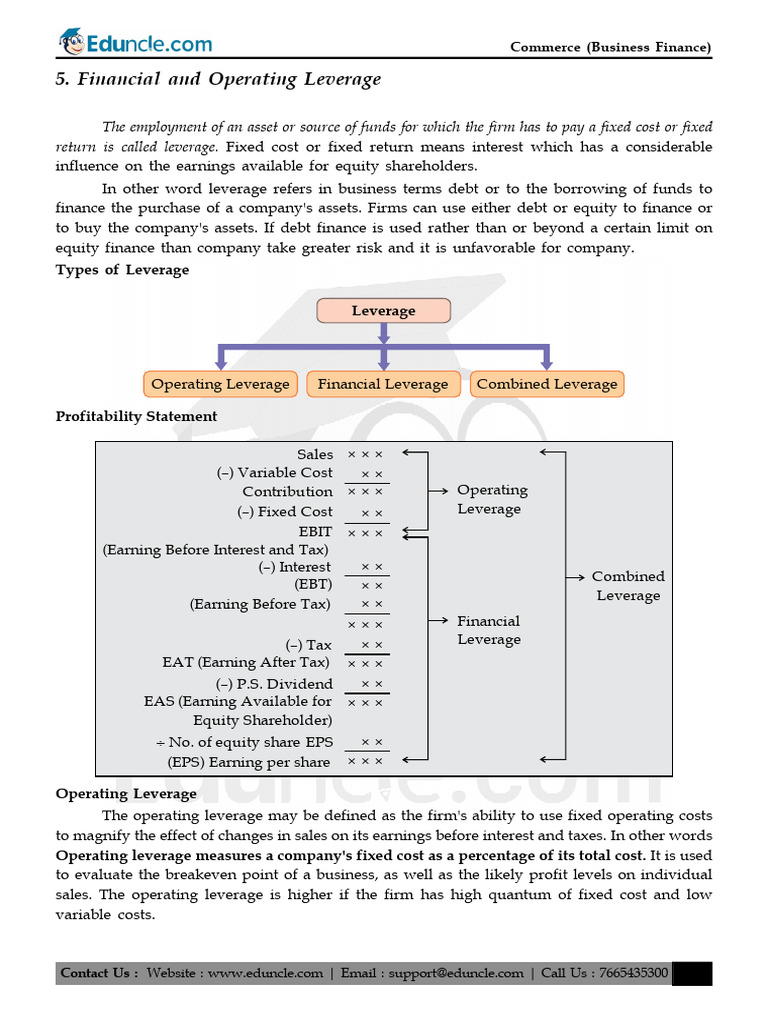 Section 5 - U5 - 5. Financial and Operating Leverage (7 Pages) | PDF ...