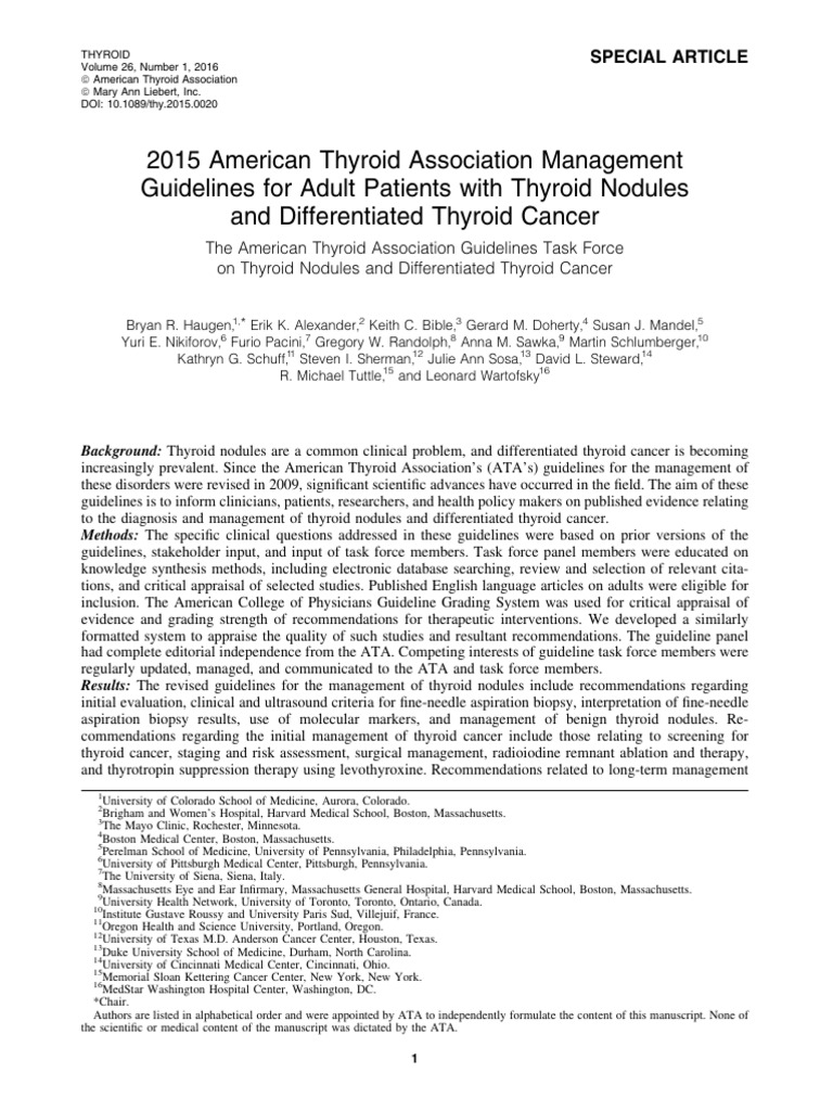 2015 ATA Guidelines for Thyroid Nodules | PDF | Evidence Based Medicine ...