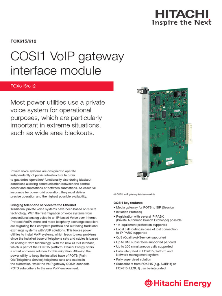 COSI1 VoIP Gateway for Power Utilities | PDF | Voice Over Ip | Telephone