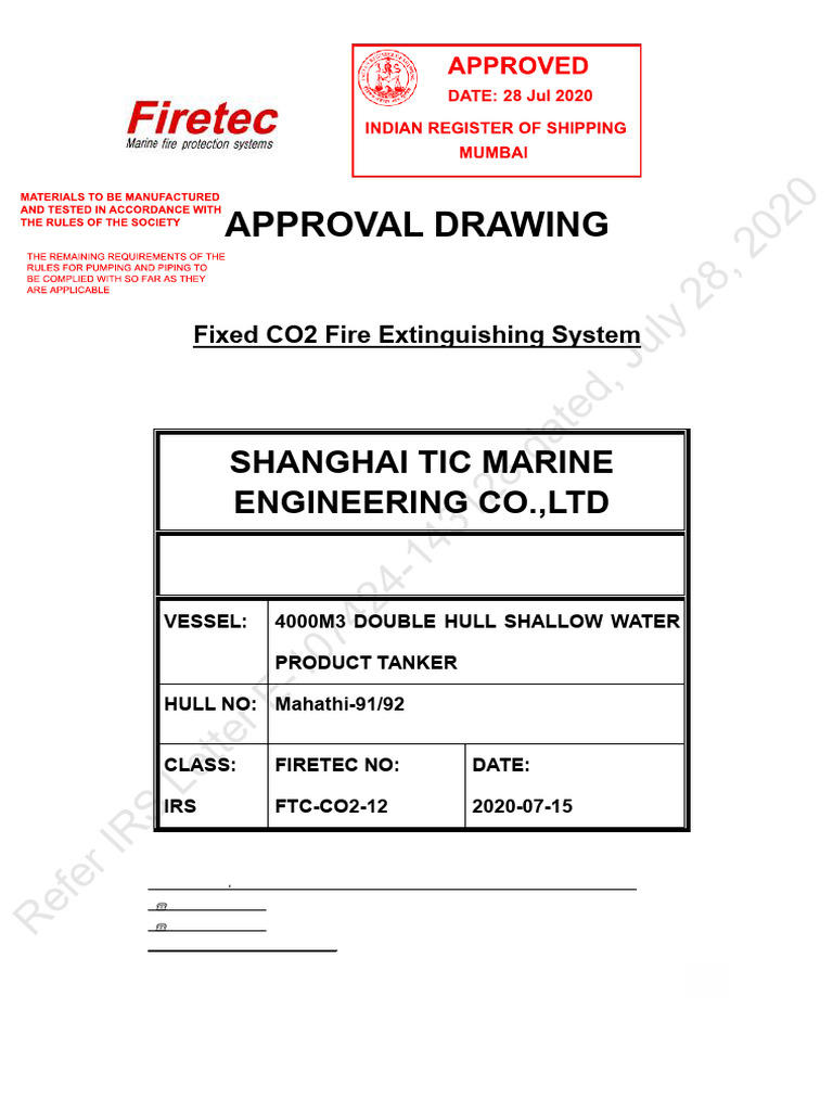 FTC Co2 12 Rev0 4000t Barge Co2 System | PDF | Carbon Dioxide | Fires