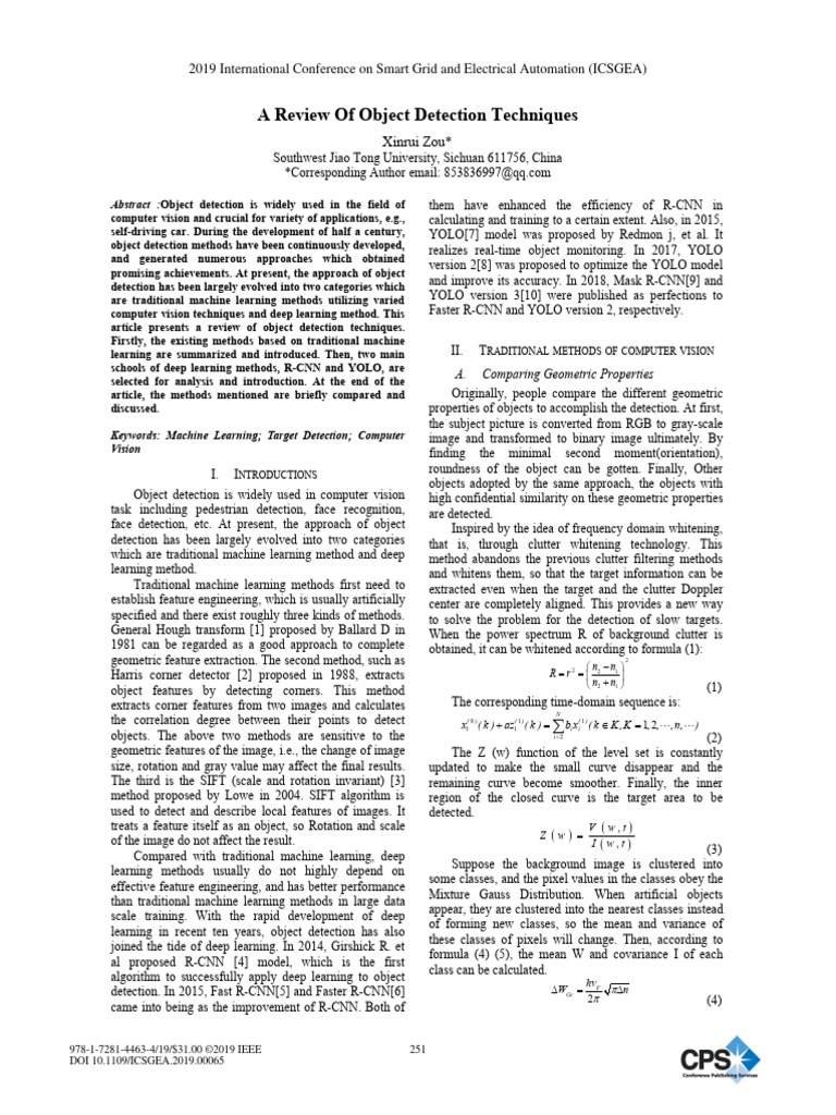 Review of Object Detection Techniques | PDF
