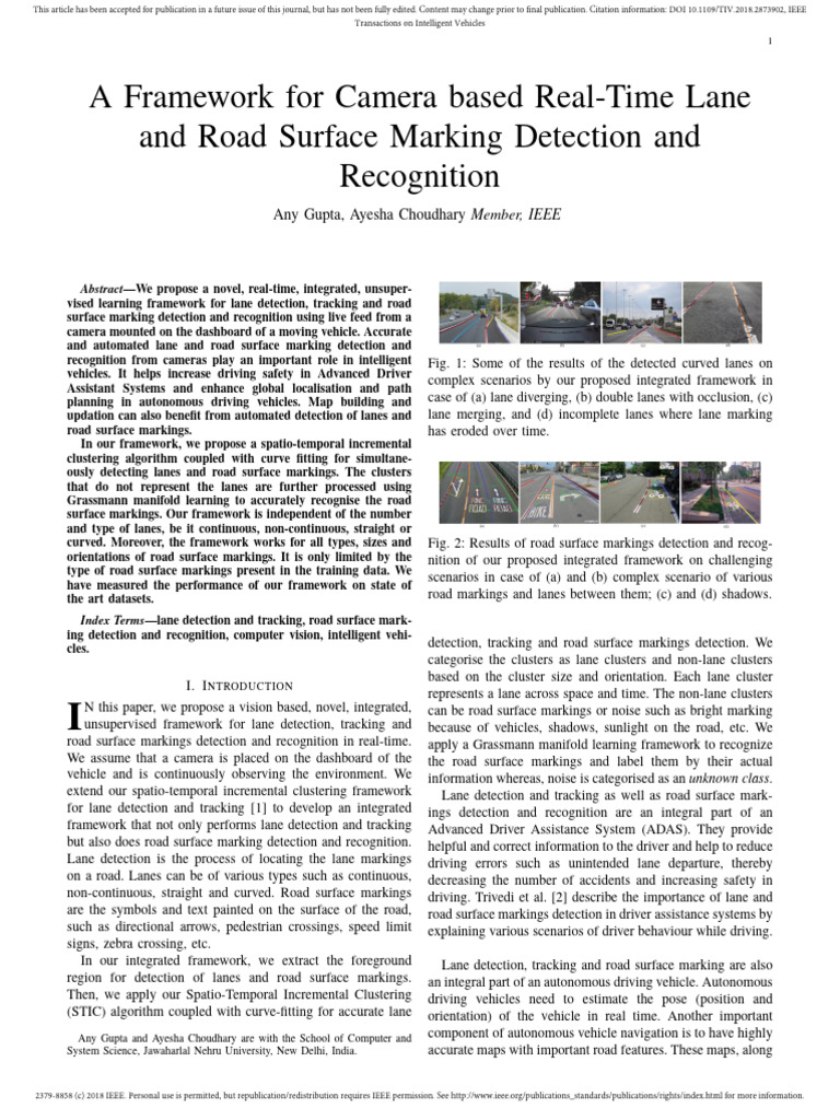 Real-Time Lane and Marking Detection Framework | PDF | Image ...