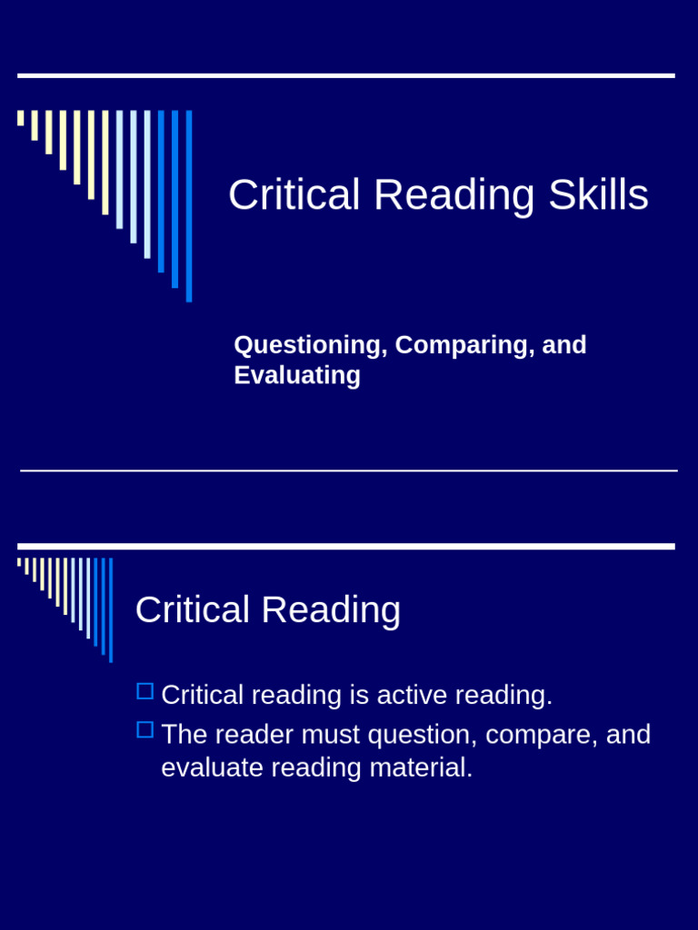 Mastering Critical Reading Skills | PDF