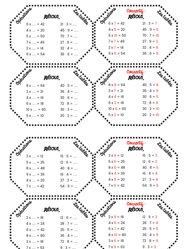 Opérations et Tables de Multiplication | PDF | Ouverture (échecs) | Échecs