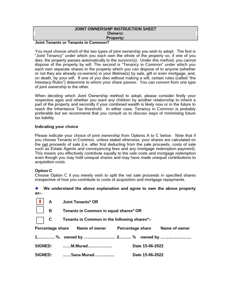 Joint Ownership Mortgage Options Guide | PDF | Concurrent Estate | Law ...