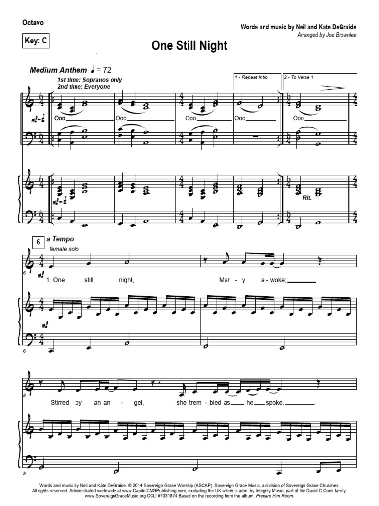 One Still Night: Lyrics and Music | PDF