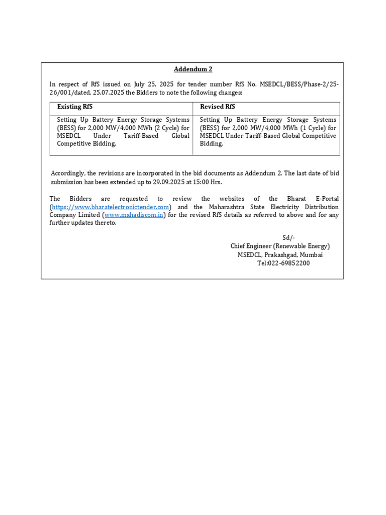 Addedndum-2 Along With Revised RFS | PDF | Electrical Grid | Electric ...