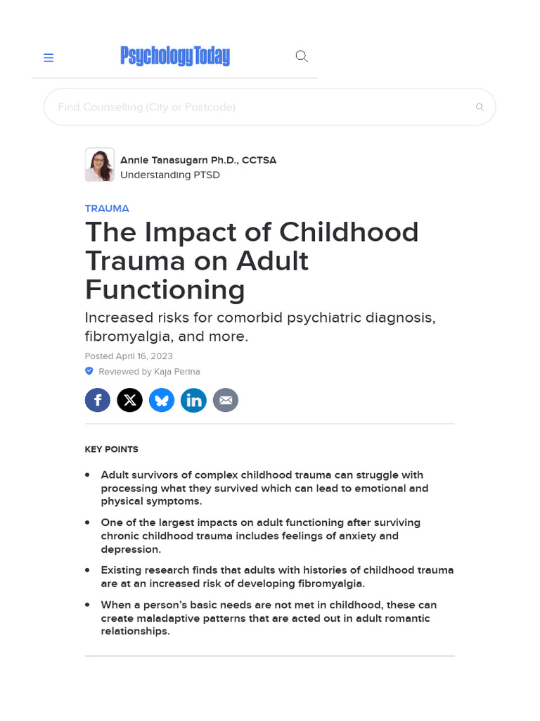 Childhood Trauma's Lasting Effects on Adults | PDF | Psychological ...