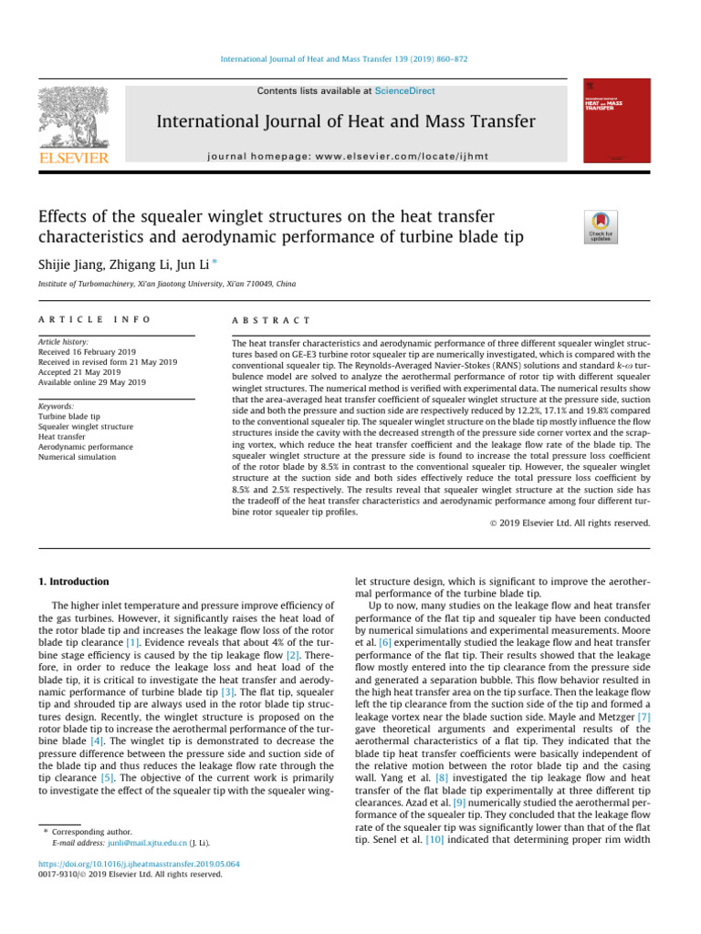 10 1016@j Ijheatmasstransfer 2019 05 064 | PDF | Turbine | Heat Transfer